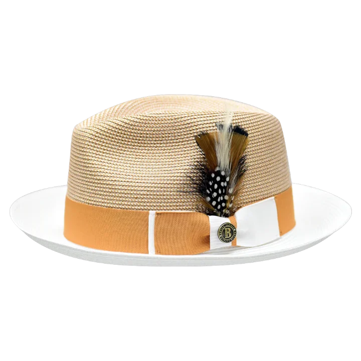 Affordable Winter HatsGold and White Georgio Collection 2-Tone Straw Fedora Hat by Bruno Capelo Affordable Winter HatsGold and White Georgio Collection 2-Tone Straw Fedora Hat by Bruno Capelo