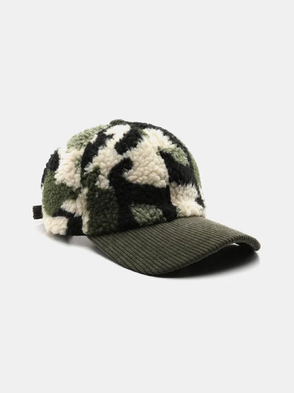 Girls' Straw HatsCamouflage Color Block Teddy Plush Baseball Cap