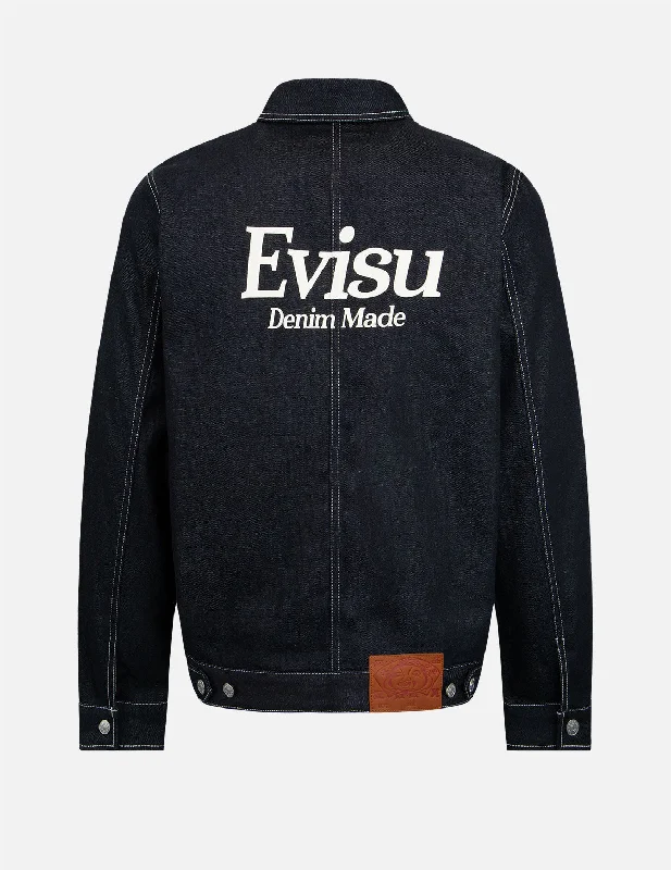 Essential Men's Puffer JacketsKamon and Logo Print Denim Shirt Jacket