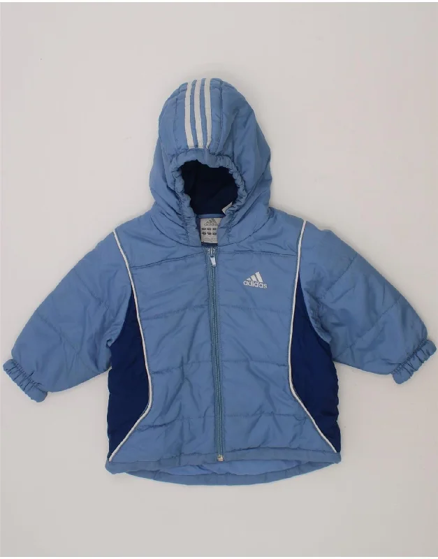Men's Coats with Inner PocketsADIDAS Baby Boys Hooded Padded Jacket 6-9 Months Blue Colourblock