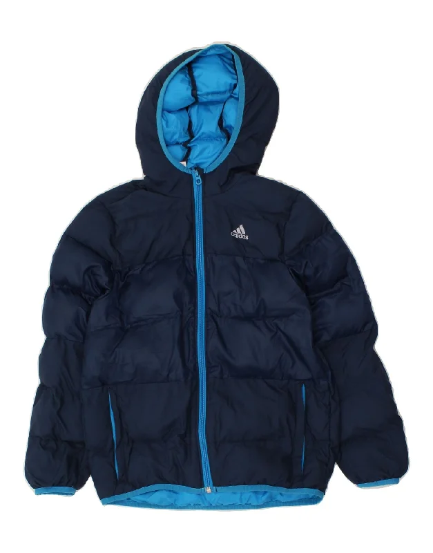 High-Quality Men's Duffle CoatsADIDAS Boys Hooded Padded Jacket 9-10 Years Navy Blue Polyester High-Quality Men's Duffle CoatsADIDAS Boys Hooded Padded Jacket 9-10 Years Navy Blue Polyester