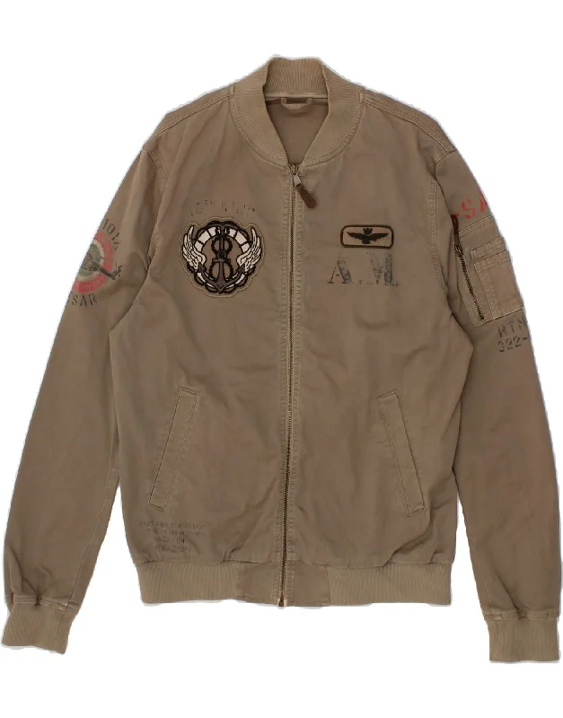 Men's Coats for LayeringAERONAUTICA MILITARE Mens Graphic Bomber Jacket IT 52 XL Beige Cotton Men's Coats for LayeringAERONAUTICA MILITARE Mens Graphic Bomber Jacket IT 52 XL Beige Cotton