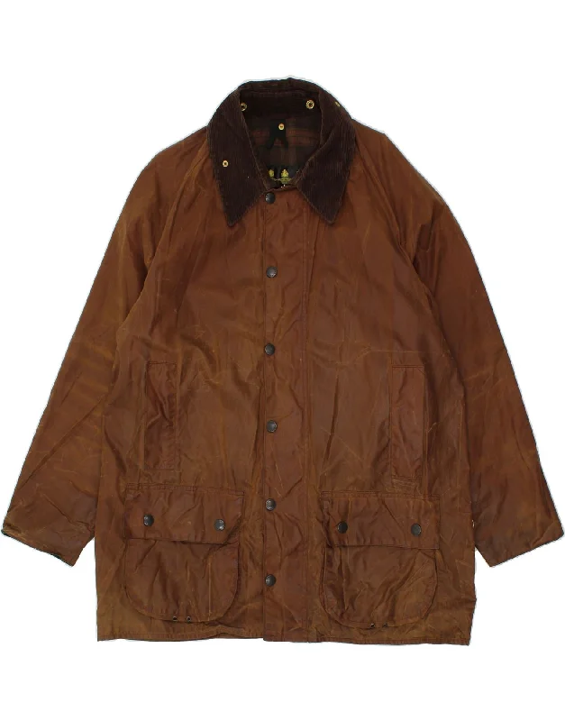 Men's Coats for WorkBARBOUR Mens Waxed Cotton Jacket UK 46 3XL Brown Cotton