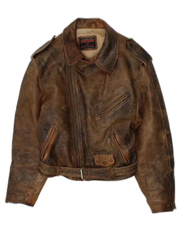 Men's Coats for Winter SportsBOMBOOGIE Mens Leather Jacket UK 38 Medium Brown Leather