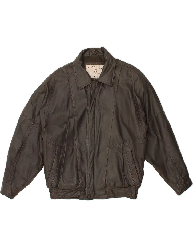 Men's Coats with Contrast StitchingC&A Mens Leather Jacket UK 46 3XL Brown Leather