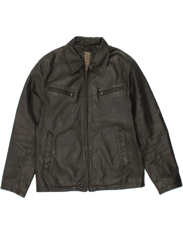 Men's Coats with ButtonsCANDA Mens Leather Jacket UK 38 Medium Black Leather