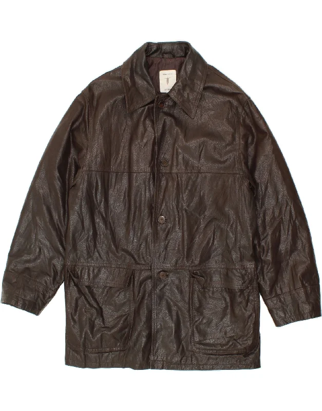 Men's Coats for AutumnCONBIPEL Mens Leather Jacket IT 52 XL Brown Leather