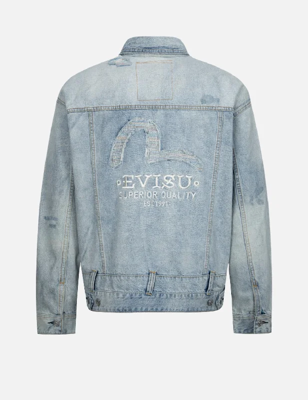 Waterproof Men's ParkasDistressed Seagull Deconstructed Loose Fit Denim Jacket