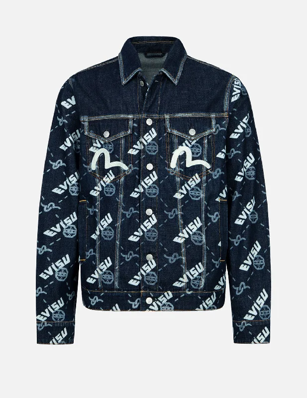 Men's Coats with Quilted LiningDouble Monogram Print Denim Jacket