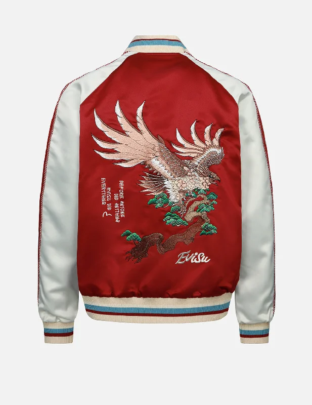 Men's Coats Made in ItalyEagle and Logo Embroidery Reversible Souvenir Jacket
