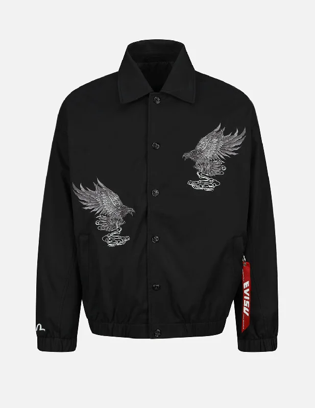 Men's Coats with Wind-Resistant FabricEagle and Logo Embroidery Shirt Jacket