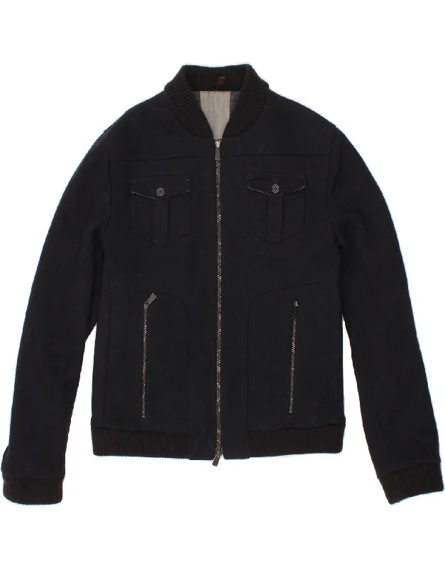 Men's Coats with Inner PocketsGAZZARRINI Mens Bomber Jacket IT 48 Medium Navy Blue Wool Men's Coats with Inner PocketsGAZZARRINI Mens Bomber Jacket IT 48 Medium Navy Blue Wool