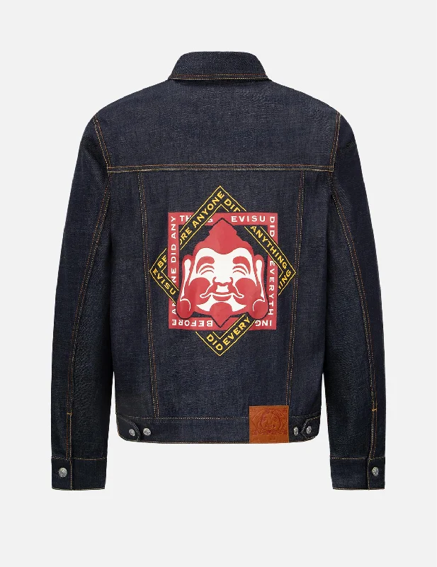 Men's Coats with Down InsulationGodhead Print Denim Jacket