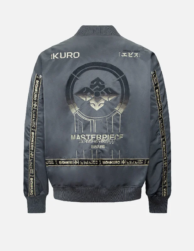 Luxurious Men's Cashmere CoatsGradient Kamon Embroidery Bomber Jacket