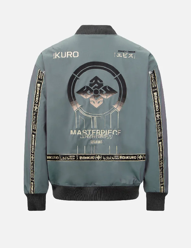 Men's Coats for WalkingGradient Kamon Embroidery Bomber Jacket