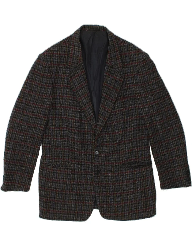 Men's Coats for Outdoor ActivitiesHARRIS TWEED Mens 2 Button Blazer Jacket UK 40 Large Grey Houndstooth Wool Men's Coats for Outdoor ActivitiesHARRIS TWEED Mens 2 Button Blazer Jacket UK 40 Large Grey Houndstooth Wool