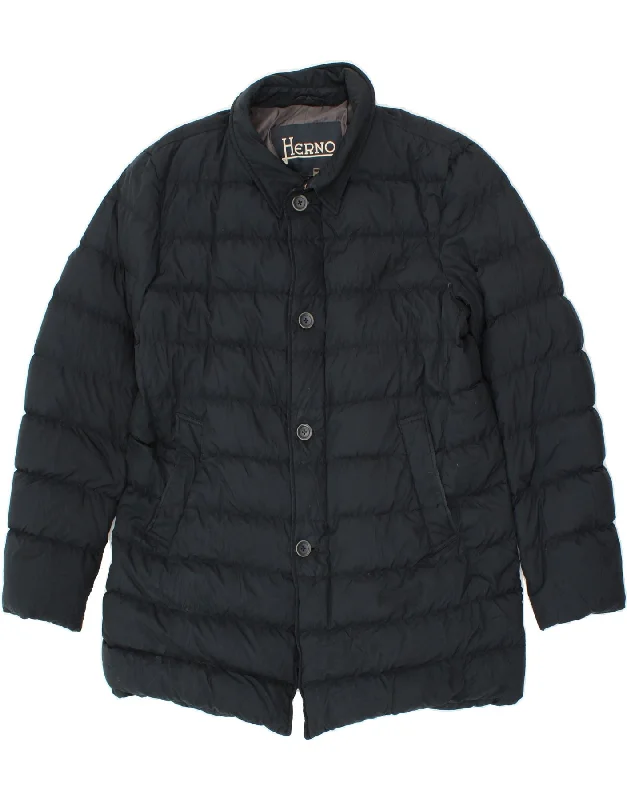 Unique Men's Flight JacketsHERNO Mens Padded Jacket IT 56 3XL Navy Blue Polyester