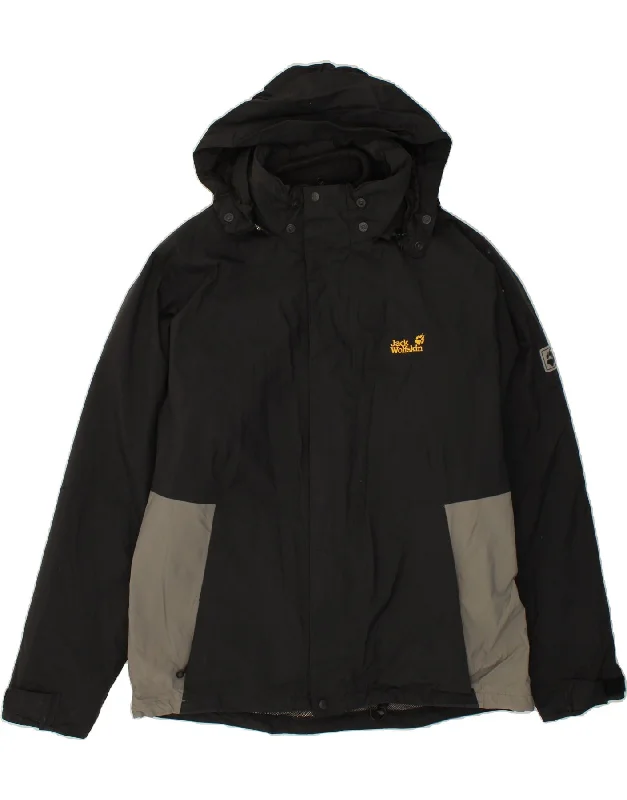 Men's Coats with PocketsJACK WOLFSKIN Mens Hooded Windbreaker Jacket UK 44 XL Black Colourblock Men's Coats with PocketsJACK WOLFSKIN Mens Hooded Windbreaker Jacket UK 44 XL Black Colourblock