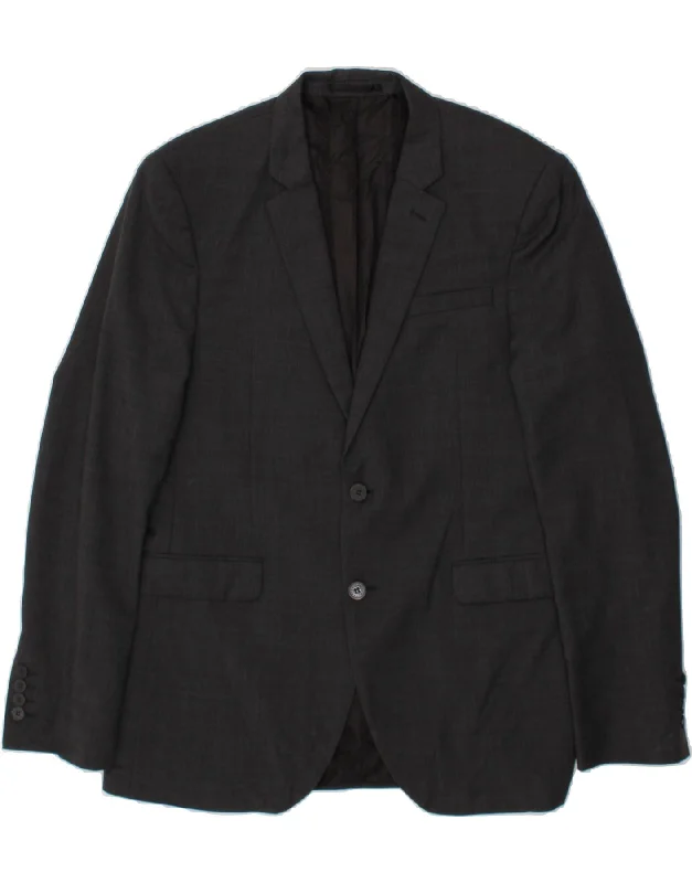 Men's Coats with Magnetic ClosuresJAEGER Mens 2 Button Blazer Jacket UK 42 XL Grey Wool