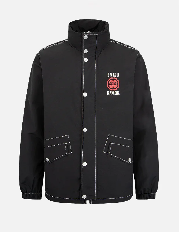 Designer Men's OvercoatsKamon and Logo Print Jacket