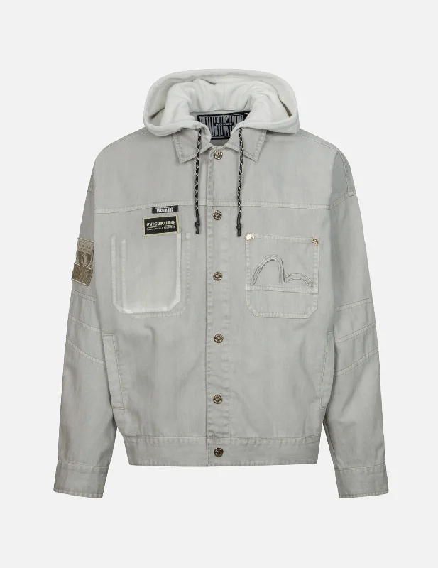Fashionable Men's Denim JacketsLogo Badges and Seagull Embroidery Relax fit Trucker Jacket Fashionable Men's Denim JacketsLogo Badges and Seagull Embroidery Relax fit Trucker Jacket