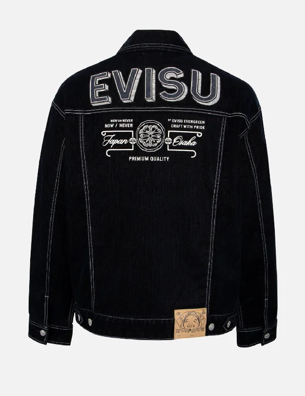 Men's Coats with Ripstop FabricLogo Embroidery Velvet Denim Jacket