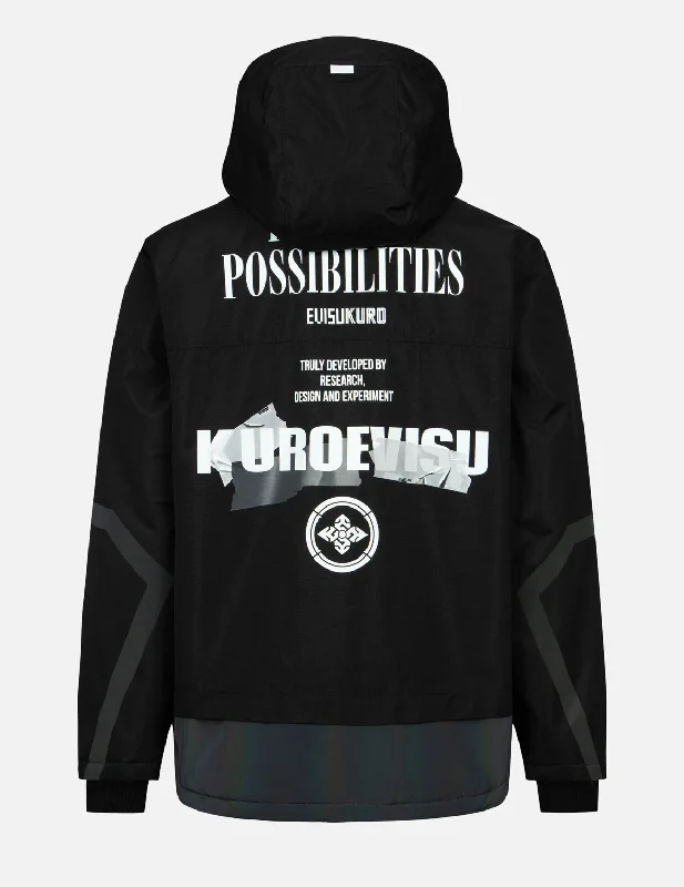 Men's Coats with Stretch FabricLogo Print Regular Fit Hooded Padded Jacket