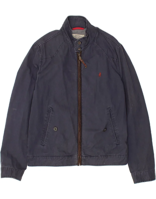 Men's Coats with Wind-Resistant FabricMARLBORO CLASSICS Mens Bomber Jacket UK 40 Large Navy Blue Cotton