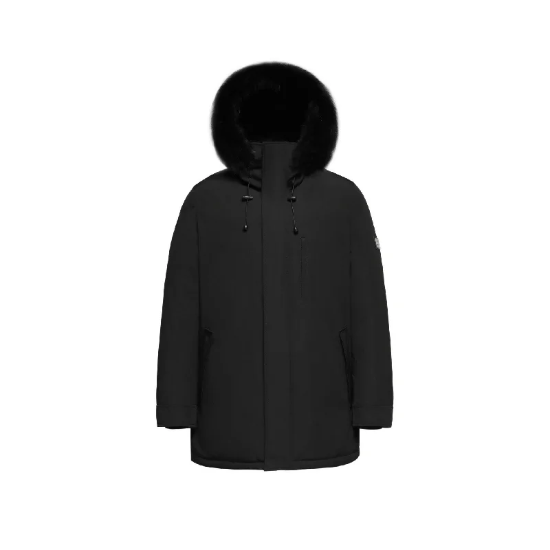Men's Coats for RunningMen's Arctic Grade Down Parka Jacket in Black (Black Fox Hood Trim)