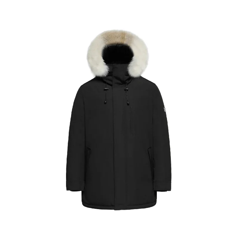 Functional Men's Ski JacketsMen's Arctic Grade Down Parka Jacket in Black (Light Fox Hood Trim) Functional Men's Ski JacketsMen's Arctic Grade Down Parka Jacket in Black (Light Fox Hood Trim)