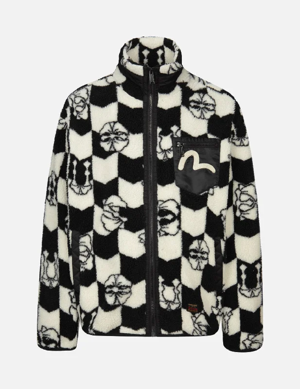 Unique Men's Flight JacketsMonogram Jacquard Relax Fit Zipped Sherpa Jacket
