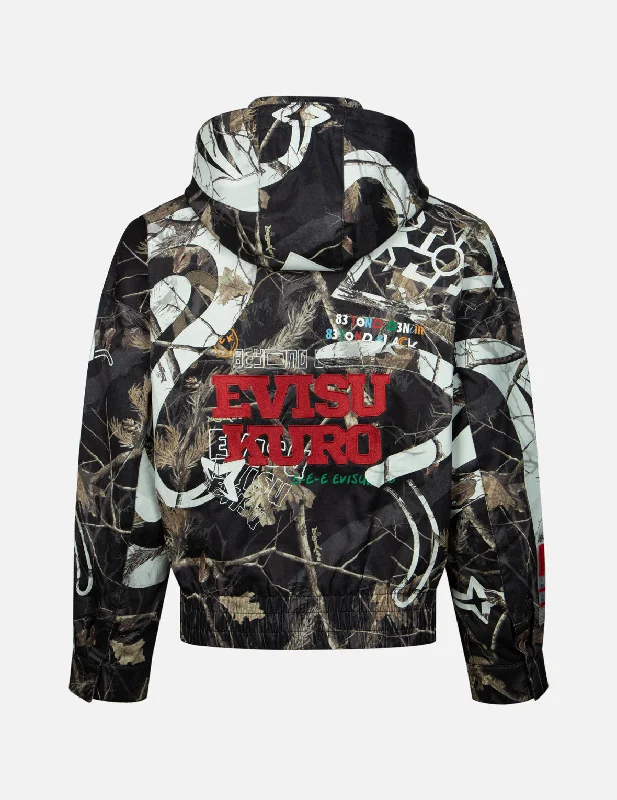 Men's Coats with Adjustable SleevesMulti Logos and Tree Camouflage Allover Print Oversized Padded Jacket Men's Coats with Adjustable SleevesMulti Logos and Tree Camouflage Allover Print Oversized Padded Jacket