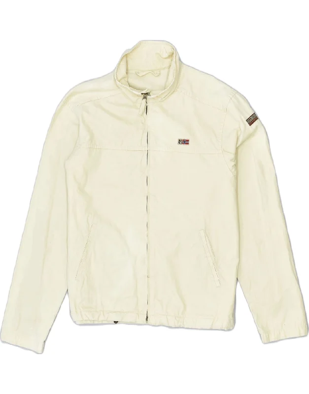 Men's Coats with Hidden PocketsNAPAPIJRI Mens Bomber Jacket UK 42 XL Off White Cotton Men's Coats with Hidden PocketsNAPAPIJRI Mens Bomber Jacket UK 42 XL Off White Cotton