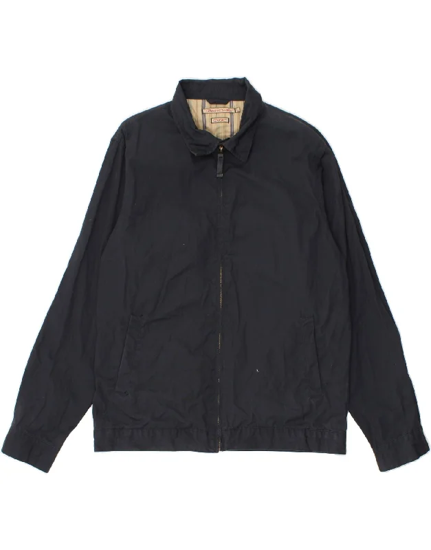 Men's Coats with Belted WaistsOXER Mens Bomber Jacket UK 40 Large Navy Blue Cotton