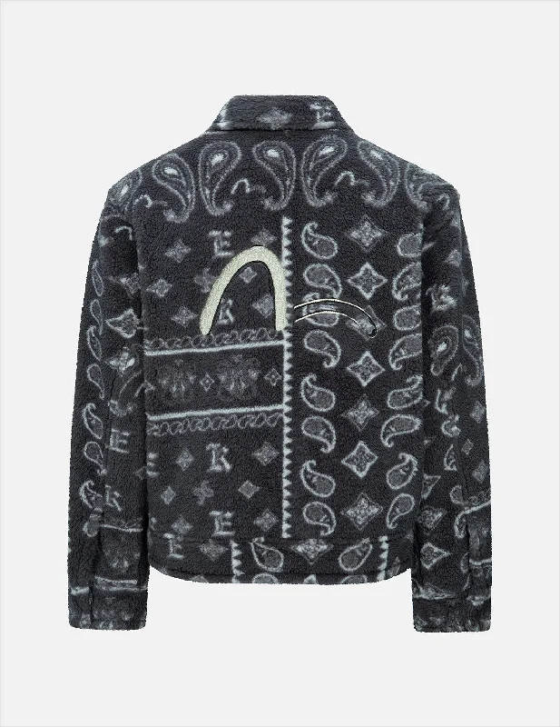 Men's Coats without LiningPaisley Jacquard Fleece Relaxed Fit Jacket