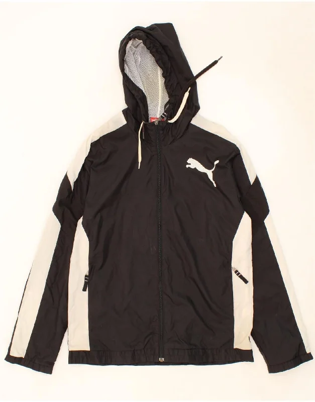 Men's Coats with ButtonsPUMA Mens Hooded Rain Jacket UK 38 Medium Black Colourblock Polyester Men's Coats with ButtonsPUMA Mens Hooded Rain Jacket UK 38 Medium Black Colourblock Polyester