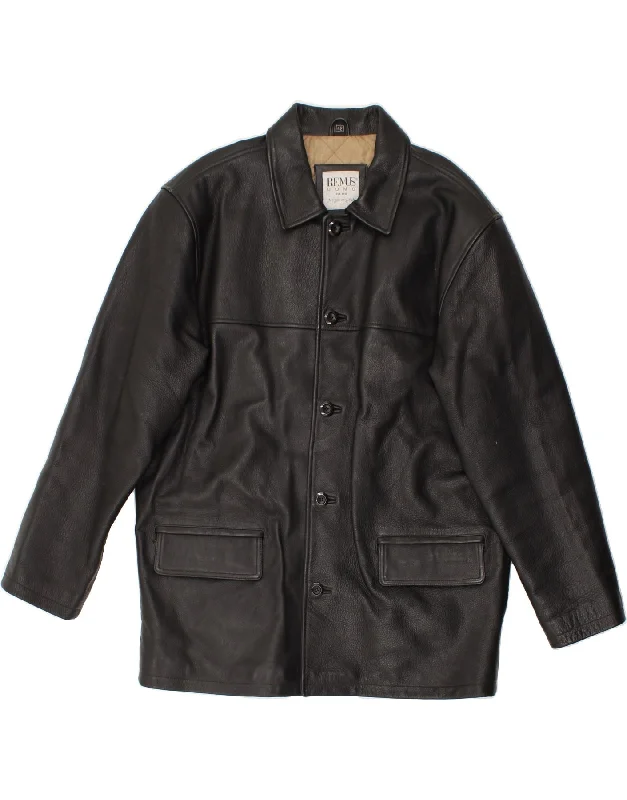 Men's Coats for SpringREMUS Mens Leather Jacket UK 42 XL Black Leather