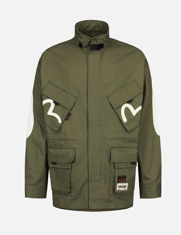Stylish Men's Biker JacketsSeagull and Godhead Print Field Jacket