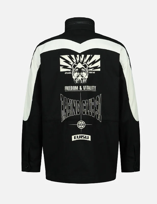 Men's Coats with Snap ButtonsSeagull and Godhead Print Field Jacket