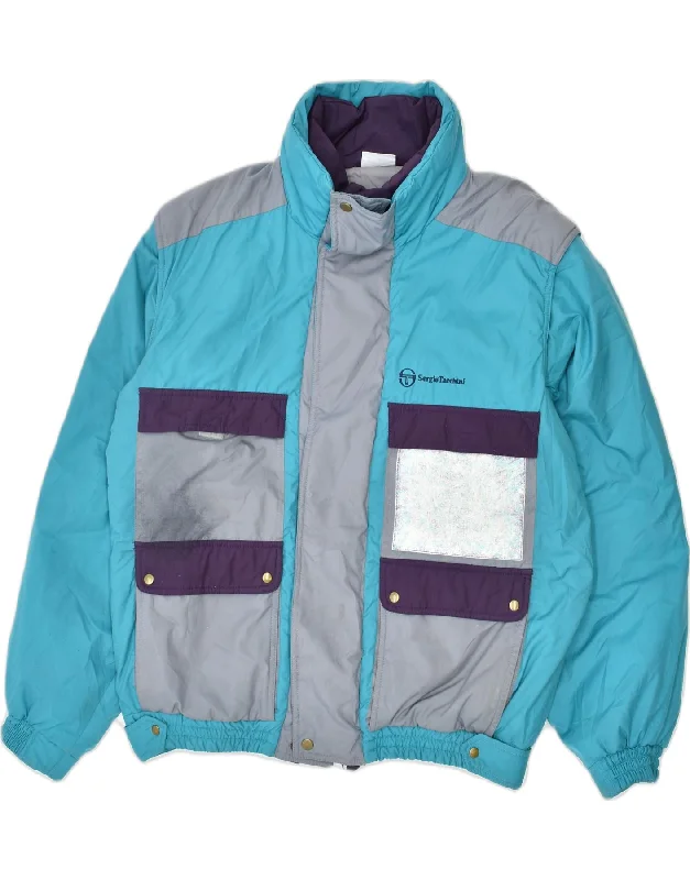 Men's Coats with Flannel LiningSERGIO TACCHINI Mens Windbreaker Jacket UK 42 XL Blue Polyester 90s