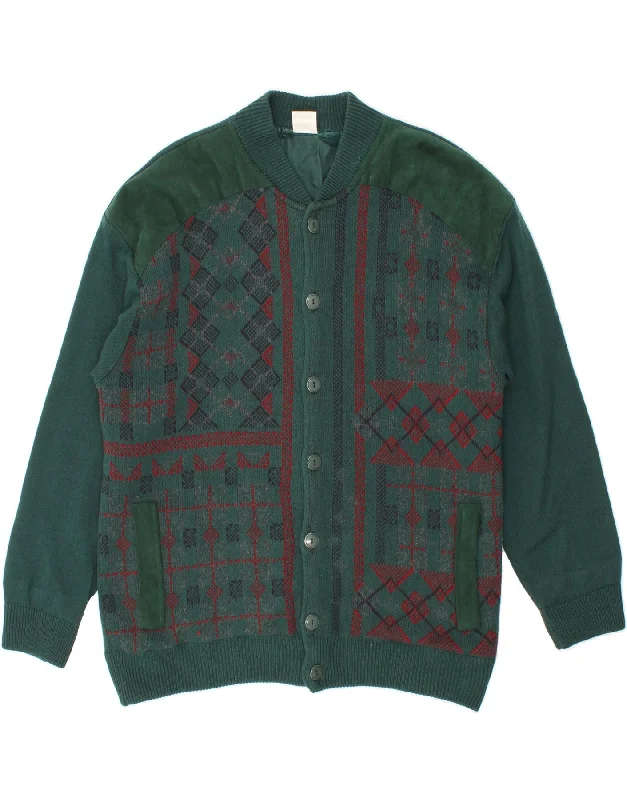 Men's Coats with Magnetic ClosuresVIA CORTESA Mens Knit Bomber Jacket IT 54 2XL Green Fair Isle Wool Men's Coats with Magnetic ClosuresVIA CORTESA Mens Knit Bomber Jacket IT 54 2XL Green Fair Isle Wool
