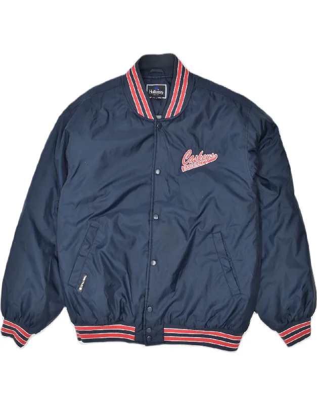 Men's Coats for SkiingVINTAGE Mens Baseball Bomber Jacket UK 42 XL Navy Blue Nylon