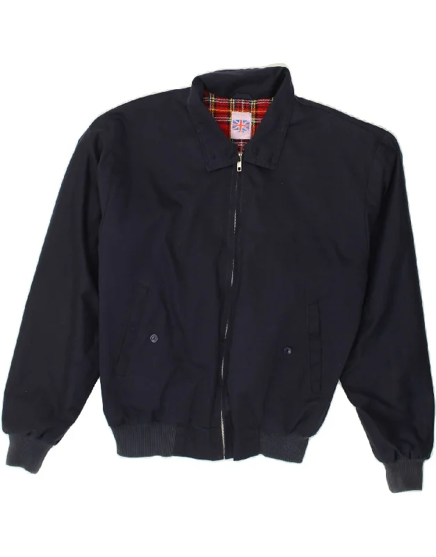 Men's Coats for LayeringVINTAGE Mens Bomber Jacket UK 36 Small Navy Blue Polyester