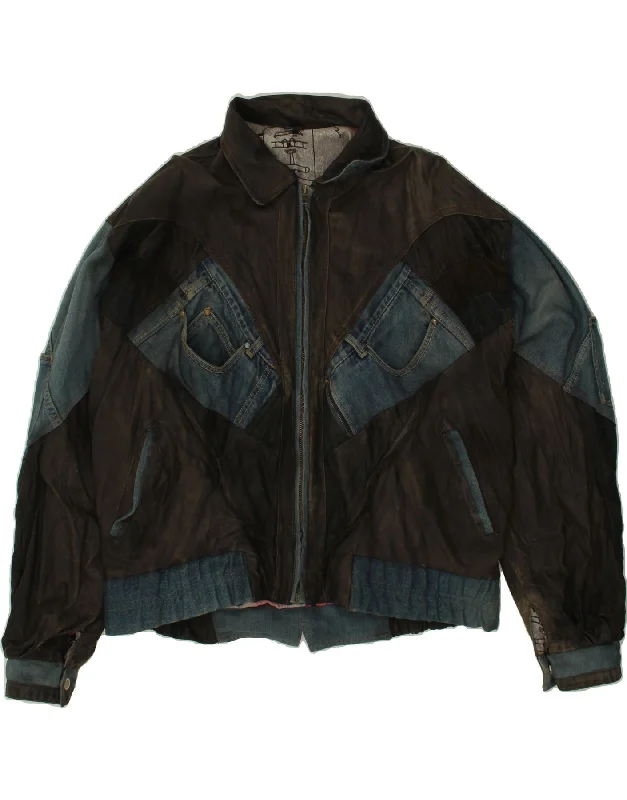Unique Men's Flight JacketsVINTAGE Mens Bomber Jacket UK 42 XL Black Colourblock