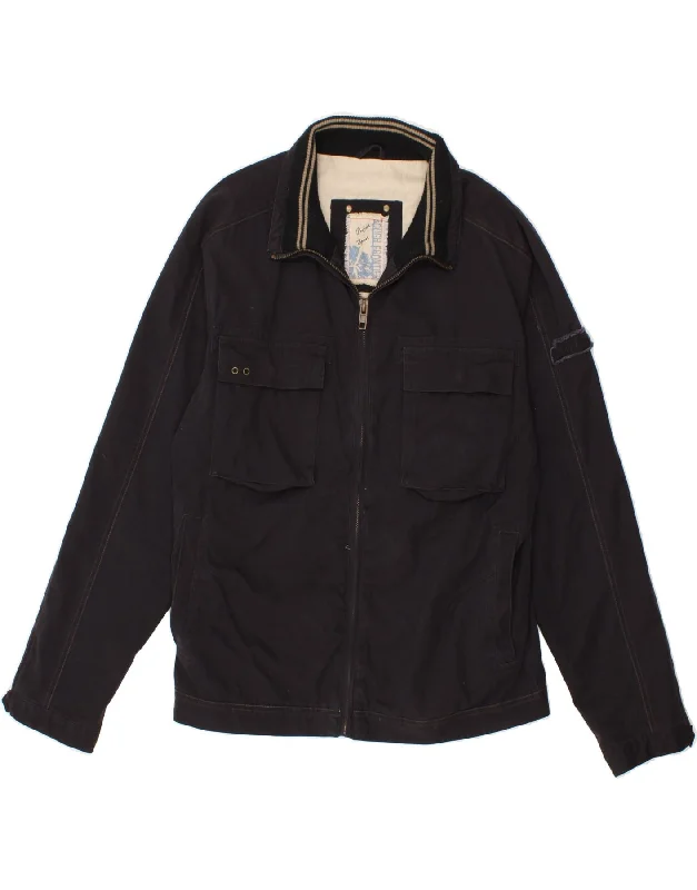 Men's Coats with Velcro ClosuresVINTAGE Mens Bomber Jacket UK 44 2XL Navy Blue Cotton Men's Coats with Velcro ClosuresVINTAGE Mens Bomber Jacket UK 44 2XL Navy Blue Cotton