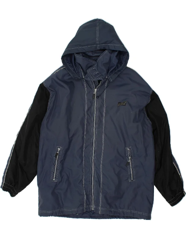 Men's Coats for Every OccasionVINTAGE Mens Hooded Windbreaker Jacket IT 52 XL Navy Blue Colourblock Men's Coats for Every OccasionVINTAGE Mens Hooded Windbreaker Jacket IT 52 XL Navy Blue Colourblock