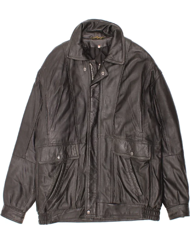 Comfortable Men's ParkasVINTAGE Mens Leather Jacket UK 38 Medium Black Leather