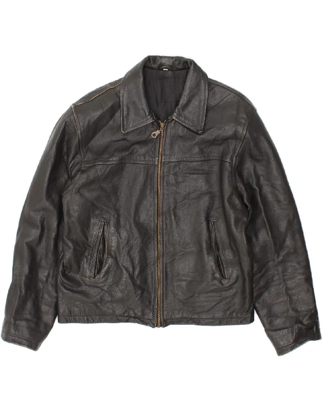 Men's Coats with Vintage StyleVINTAGE Mens Leather Jacket UK 40 Large Black Leather