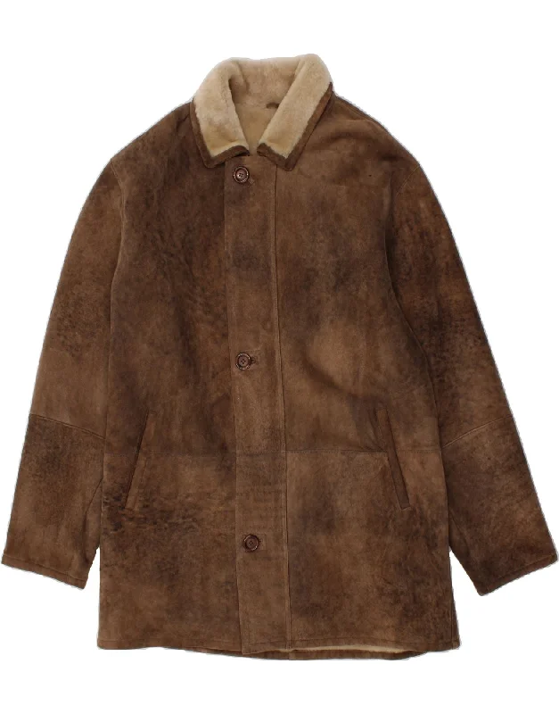 Men's Coats for SnowboardingVINTAGE Mens Shearling Jacket UK 42 XL Brown