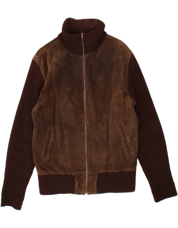 Men's Coats for LayeringVINTAGE Mens Suede Bomber Jacket UK 40 Large Brown Suede